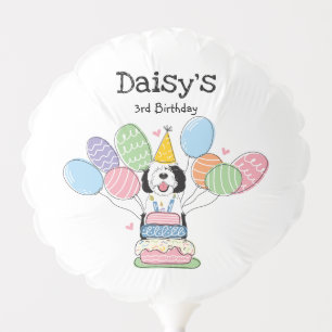 Black & White Sheepadoodle Dog Birthday Party  Balloon