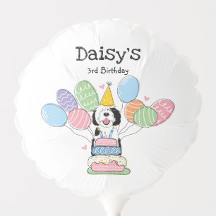 Black & White Sheepadoodle Dog Birthday Party Balloon