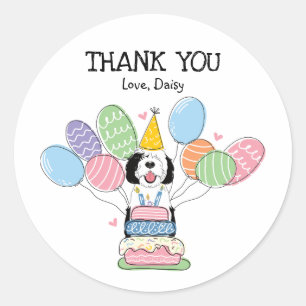 Black & White Sheepadoodle Favor Tags Sticker
