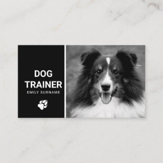 Black &amp; White Shetland Sheepdog Photo Dog Trainer Business Card