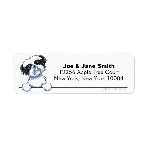 Black White Shih Tzu Clean  Simple Label