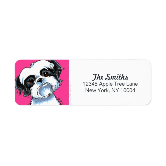 Black White Shih Tzu Hot Pink Block Label (Front)