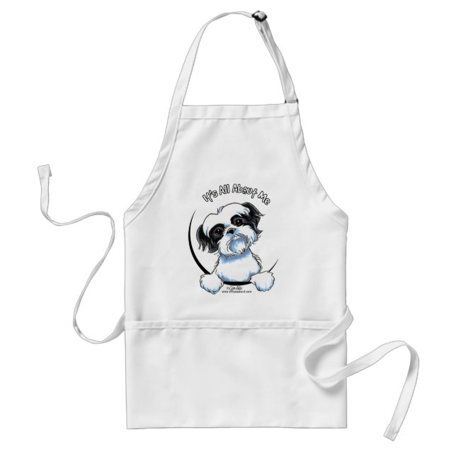 Black/White Shih Tzu IAAM Adult Apron (Front)