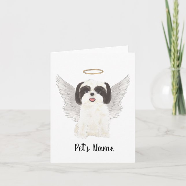 Black & White Shih Tzu Sympathy Memorial Card (Front)