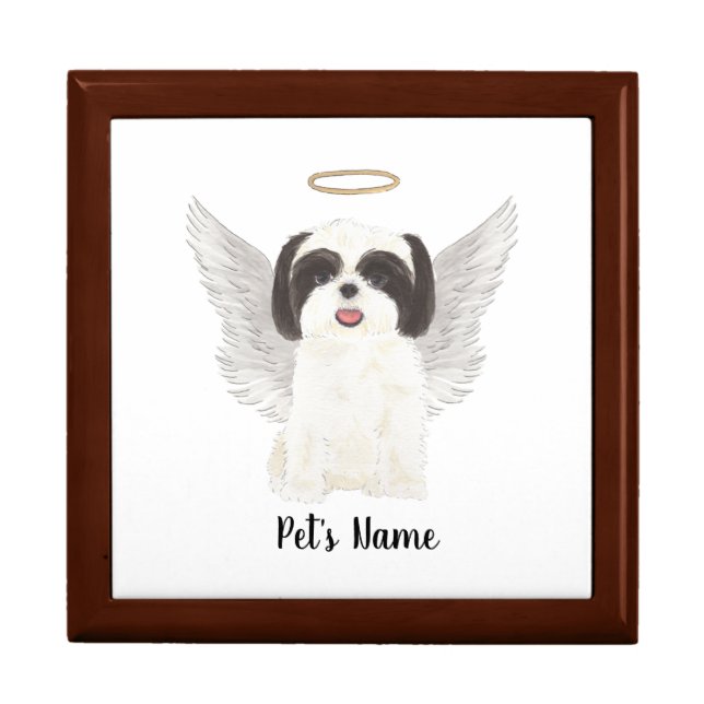 Black & White Shih Tzu Sympathy Memorial Gift Box (Front)