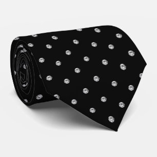 Black White Shiny Glitter Diamond Look Neck Tie
