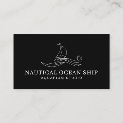 Black White Ship Boat Nautical Sea Ocean Calling Card