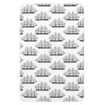 Black & White Ships Pattern Nautical Themed Boats Magnet