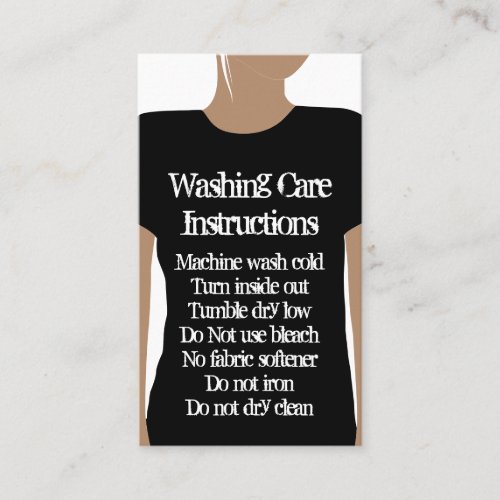 Black White Shirt Care Washing Instructions Business Card