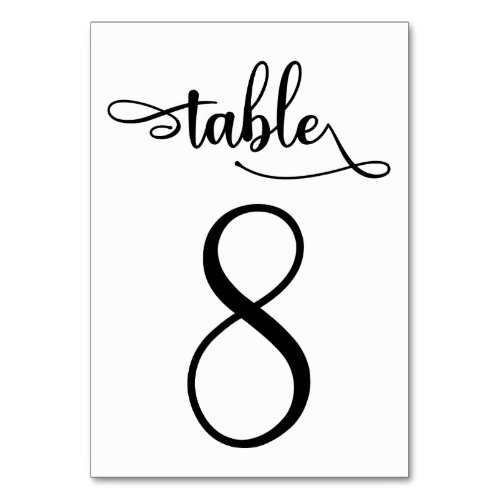 Black white sign  35x5 table number  Table 8