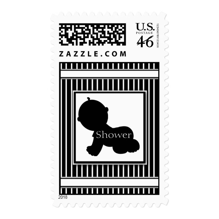 Black & White Silhouette Baby Shower Stamps