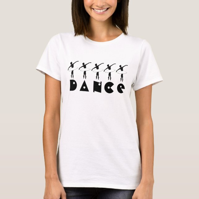 Black White Silhouette Ballerina Ballet Dancer T-Shirt (Front)