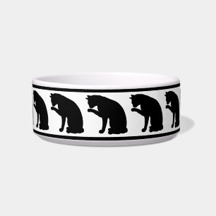 Black & White Silhouette Cat Bowl