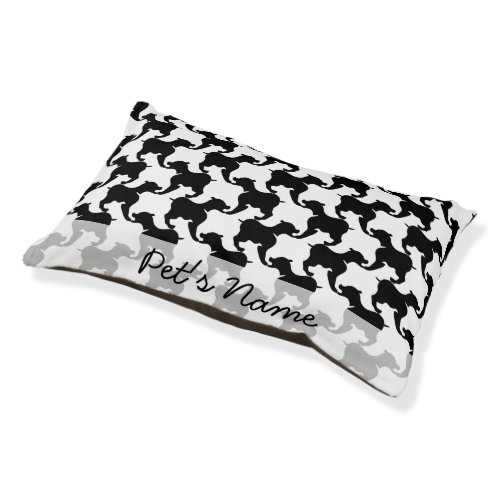 Black White Silhouette Dog Personalized Dog Bed