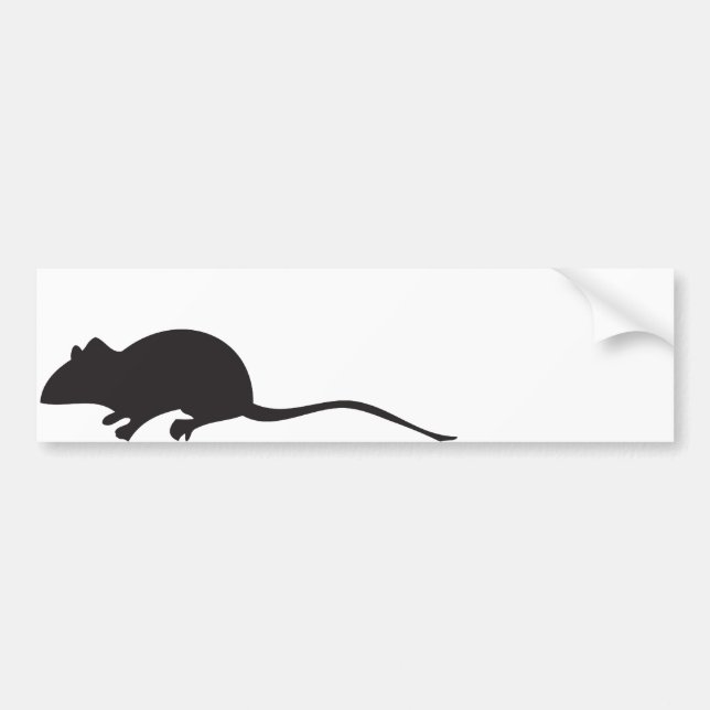 Black & white silhouette mouse print bumper sticker (Front)