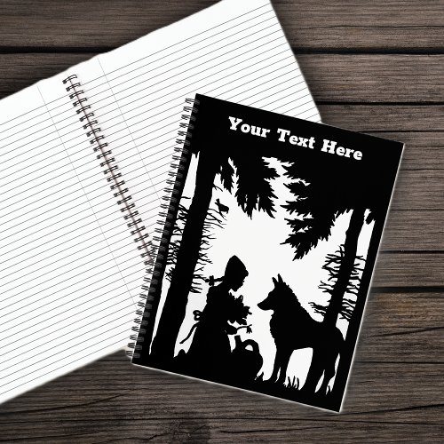 Black White Silhouette Red Riding Hood Wolf Woods Notebook