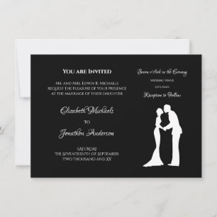 Black White Silhouette Wedding Invitation