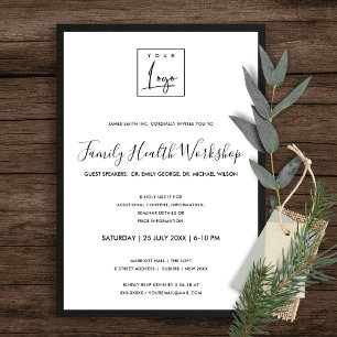 BLACK &  WHITE SILK YOUR LOGO WORKSHOP GALA EVENT INVITATION