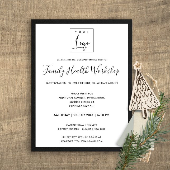 BLACK &  WHITE SILK YOUR LOGO WORKSHOP GALA EVENT POSTCARD (Creator Uploaded)