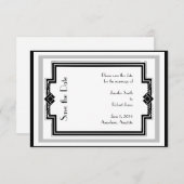Black White Silver Art Deco Frame Save the Date (Front/Back)