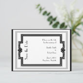 Black White Silver Art Deco Frame Save the Date (Standing Front)