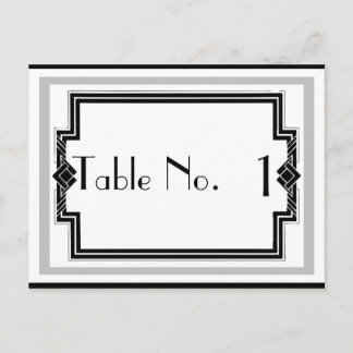Black White Silver Art Deco Frame Table Number