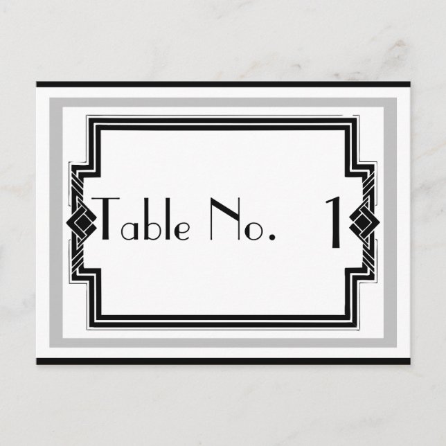 Black White Silver Art Deco Frame Table Number (Front)