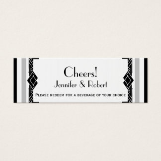 Black White Silver Art Deco Wedding Drink Tickets