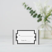 Black White Silver Art Deco Wedding Place Cards (Standing Front)