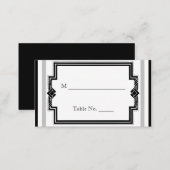Black White Silver Art Deco Wedding Place Cards (Front/Back)