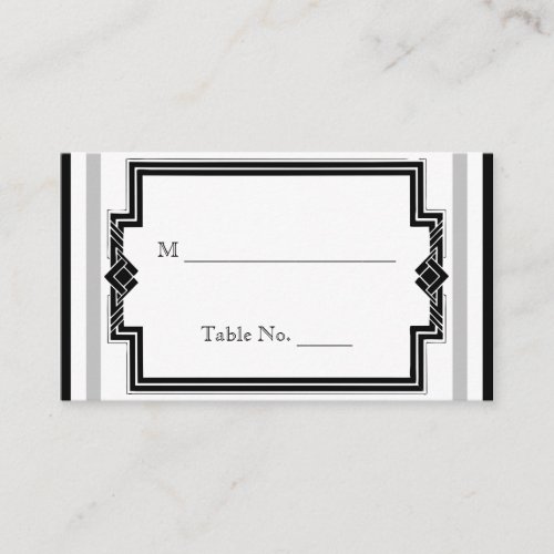 Black White Silver Art Deco Wedding Place Cards Business Cards