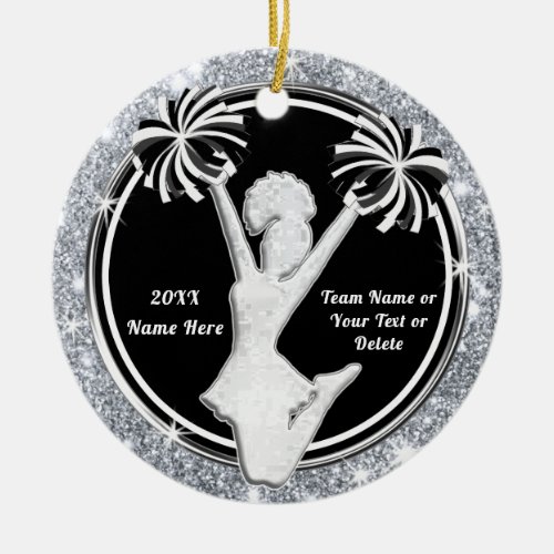 Black White Silver Custom Cheerleader Ornaments