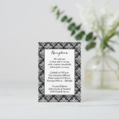 Black White Silver Damask Reception Enclosure Card (Standing Front)
