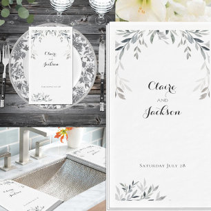 Black & White Silver Eucalyptus Greenery Paper Guest Towels