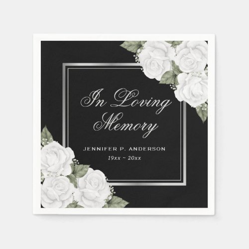 Black White Silver Floral Memorial Funeral