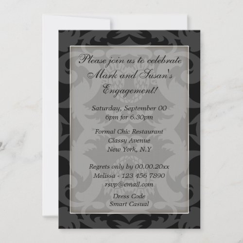 Black white silver formal PERSONALIZE Invitation