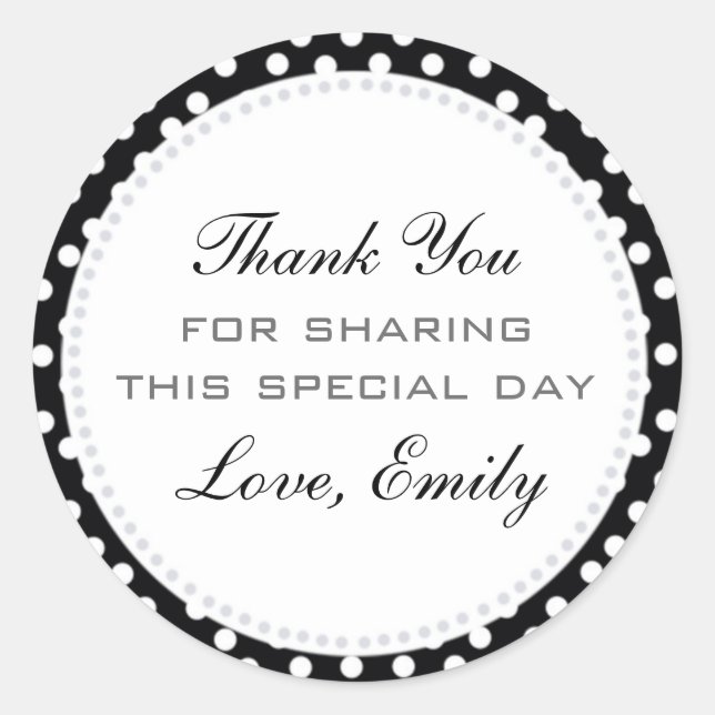 Black White Silver Gift Favor Sticker Label (Front)