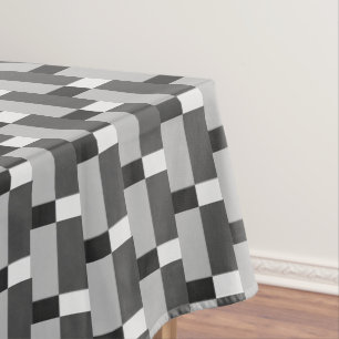 Black White Silver Gray Striped Pattern Tablecloth