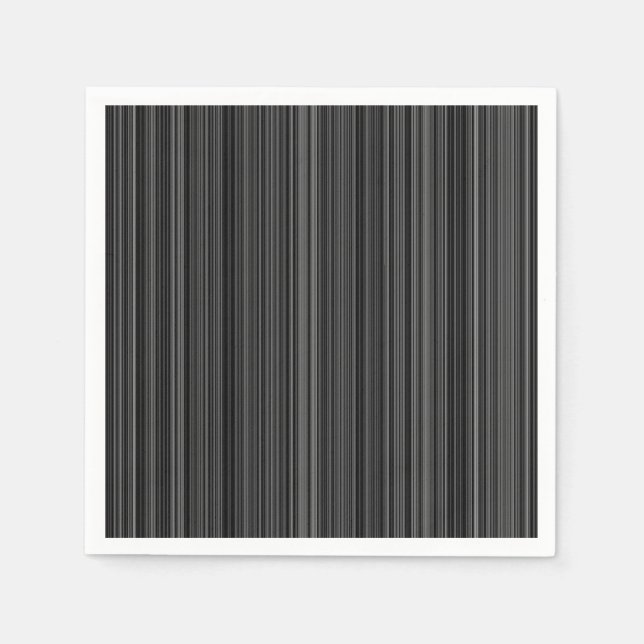 Black white silver grey stripe napkin (Front)