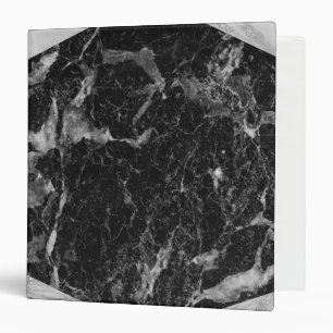 Black White & Silver Marble Modern Glam Trendy 3 Ring Binder