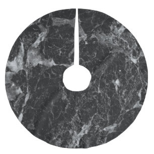 Black White & Silver Marble Modern Glam Trendy Brushed Polyester Tree Skirt