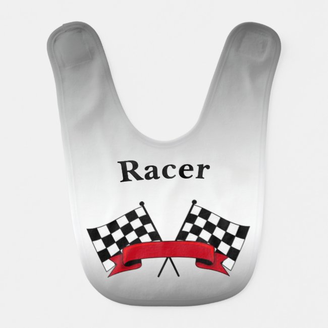 Black White Silver Racing Flags Baby Bib