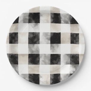 Black White Silver Rustic Christmas Paper Plates