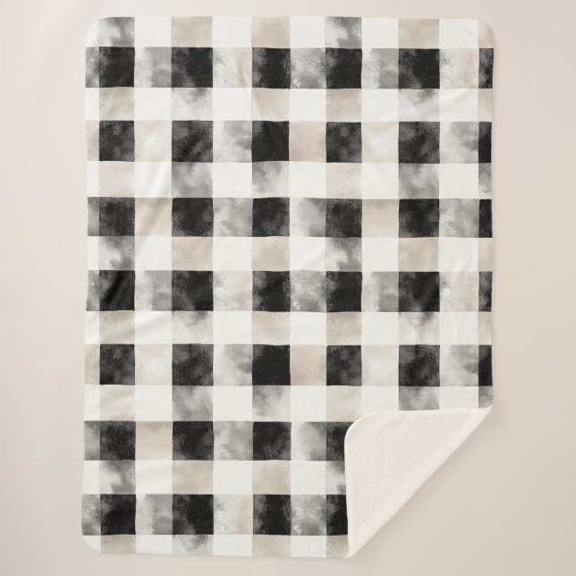 Black White Silver Rustic Christmas Sherpa Blanket (Front)