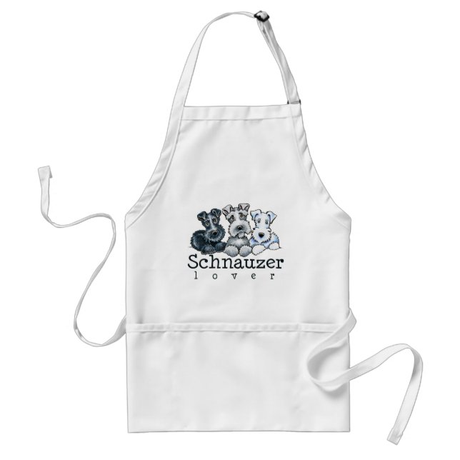 Black White Silver Schnauzer Lover Adult Apron (Front)