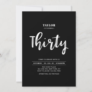 Black & White Simple 30th Birthday Party Invitation
