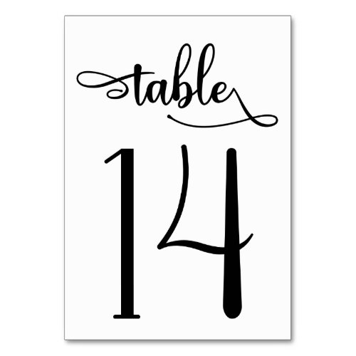 Black white simple 35x5 table number  Table 14