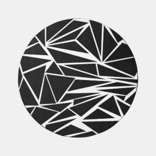  Black & White simple Abstract geometric pattern Outdoor Rug