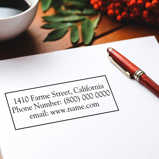 Black White Simple Address Rectangular Self-inking Stamp (Creator Uploaded)