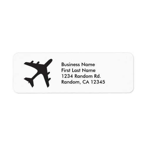 Black white simple airplane return address labels